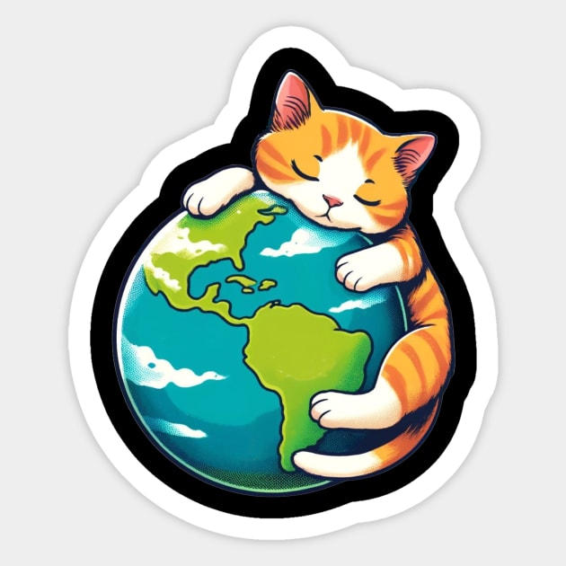 Sleeping Cat Animal Adoption Earth Day Cute Cat Meme Sticker by Willie Biz Merch